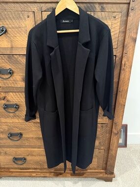 Antares’s Black Long Open-Front Cardigan Coatigan